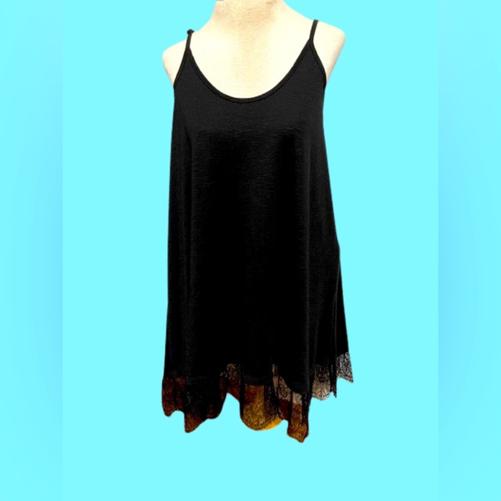 Black Cami with Lace Trimmed Bottom